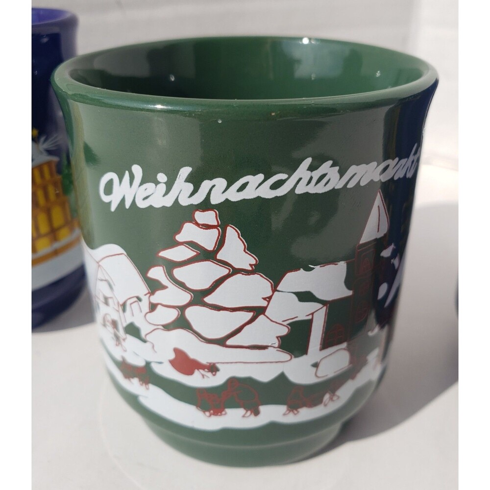 Weihnachtsmarkt Christmas Market Germany Lot Of 3 Coffee Mug Cup Green Blue EUC - Picture 8 of 15